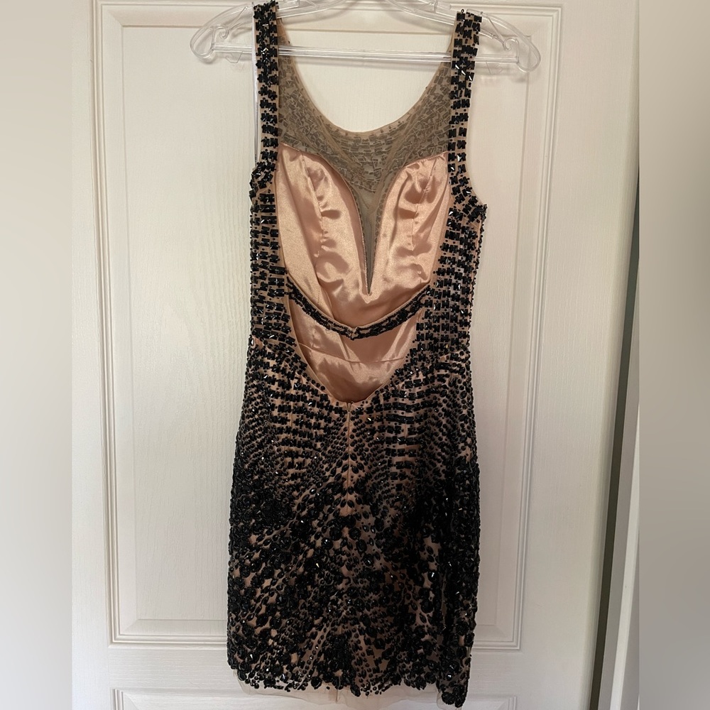 Sherri Hill Black Beaded Mini Dress - Picture 4 of 7